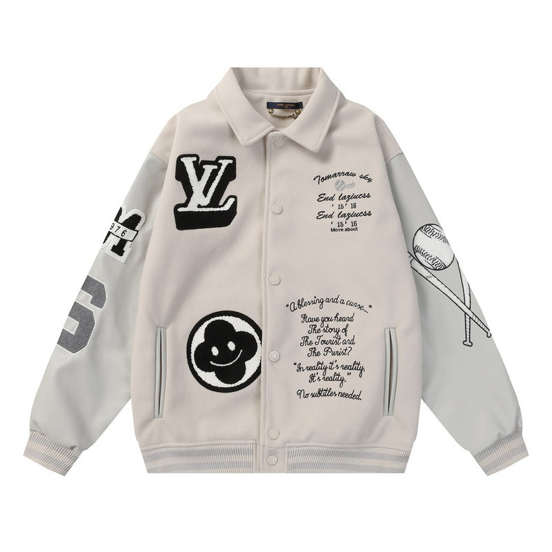 Jaqueta Varsity com Assinatura Branca