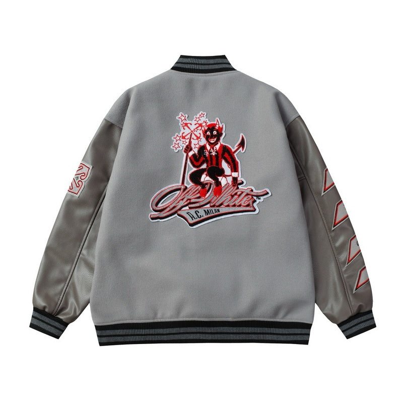 Jaqueta Varsity com Assinatura Cinza